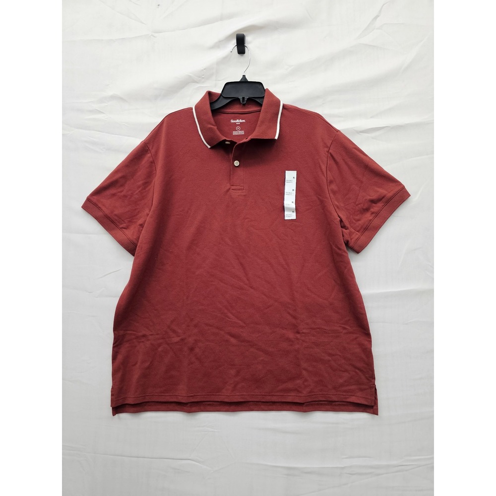 Goodfellow & Co Mens Tipped Polo Shirt Red‎ Cotton Blend Casual Size XL